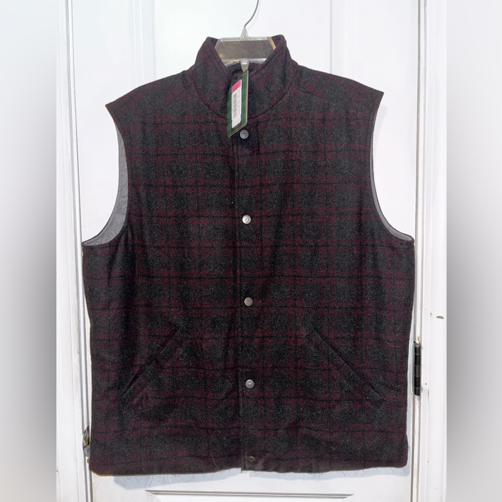 Daniel Cremieux Dark Gray and Red Checkered Vest